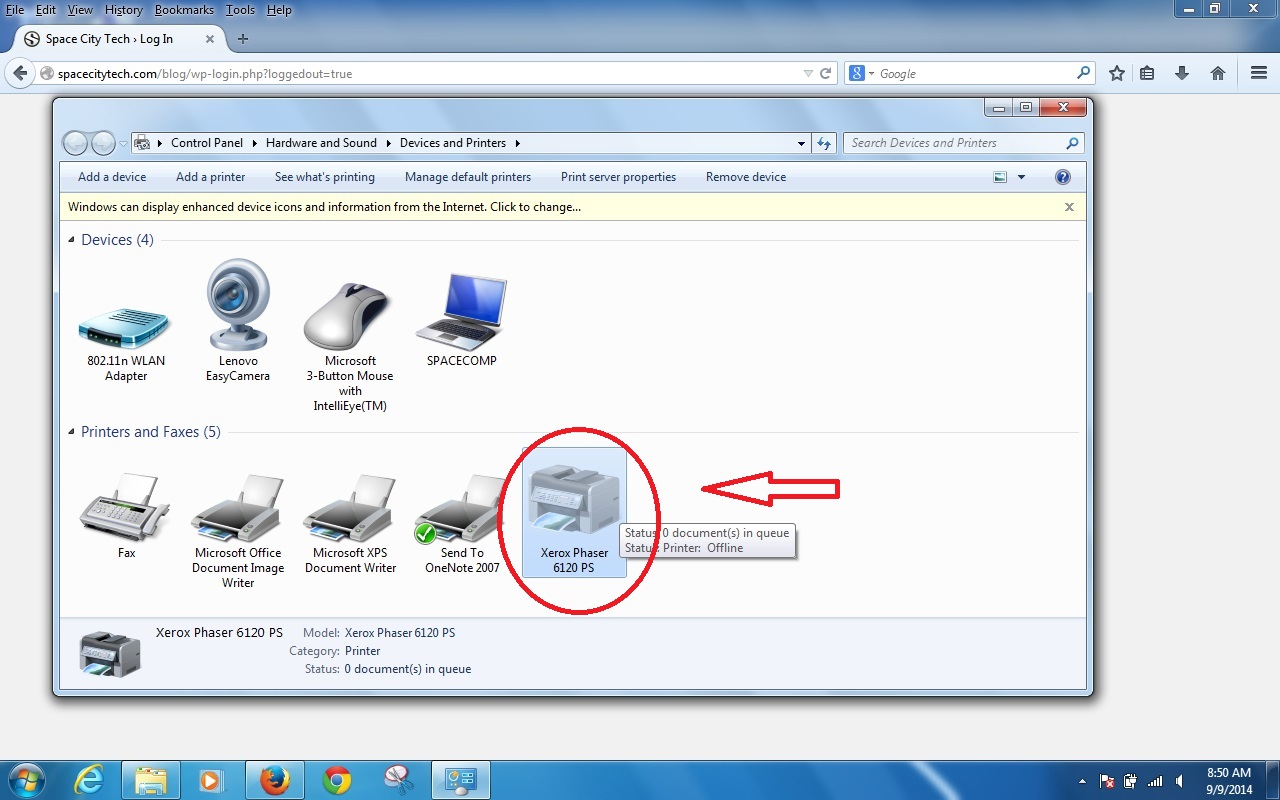 Step 2: Locate the printer icon for effected printer and right click on